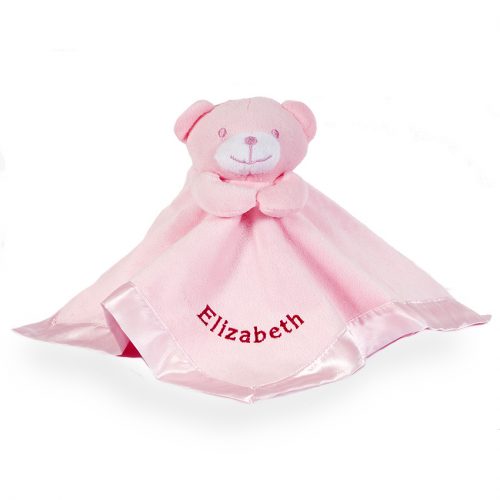 Personalised pink teddy comforter