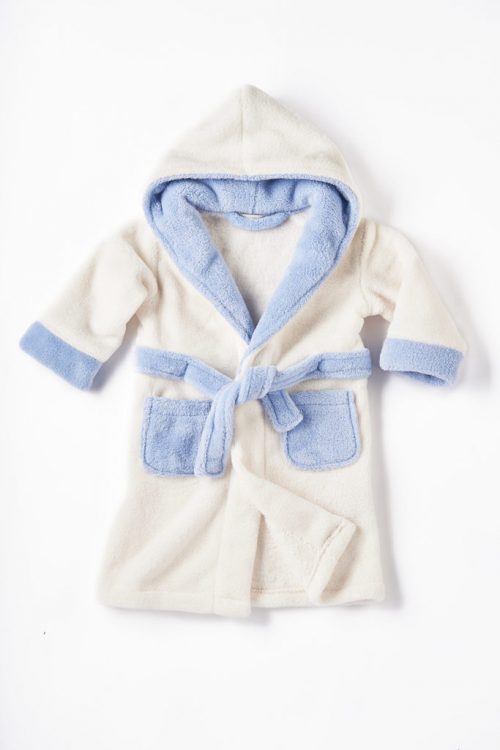 personalised cream blue dressing gown
