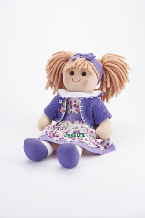 Personalised purple rag doll