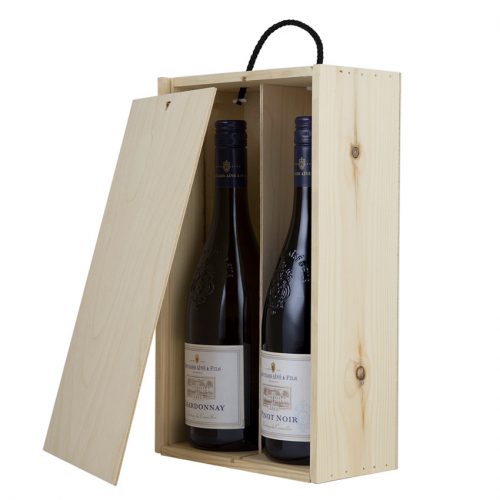 Double wooden wine box