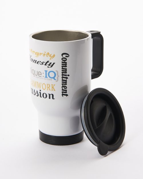 personalised thermal travel mug with handle