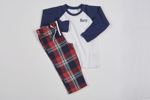 red navy tartan pyjamas