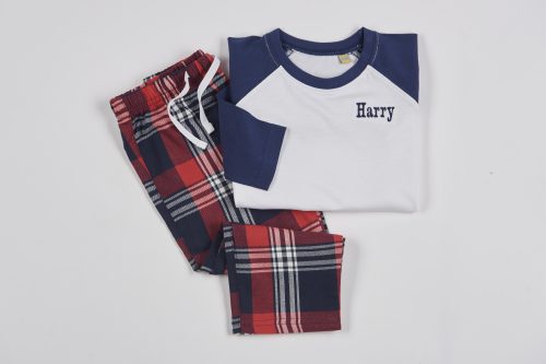 red blue tartan baby pyjamas