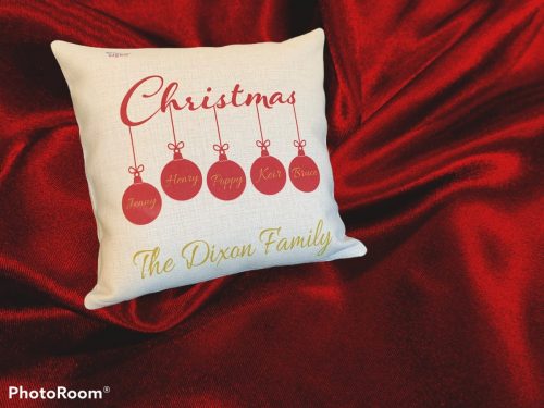 Christmas personalised family cushion