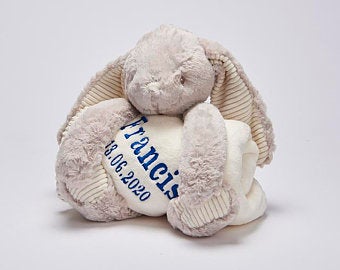 personalised rabbit with blanket