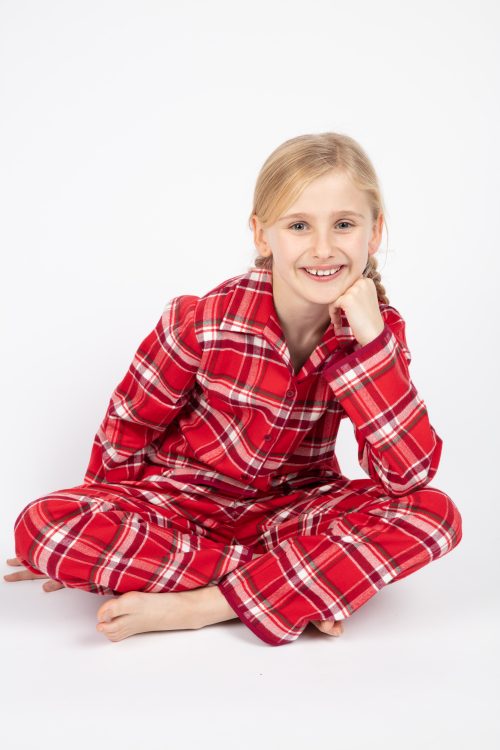 Girls Red Traditional Pyjamas