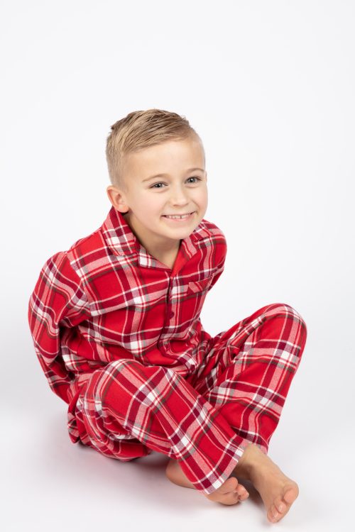 boys traditional red personalised pyjamas