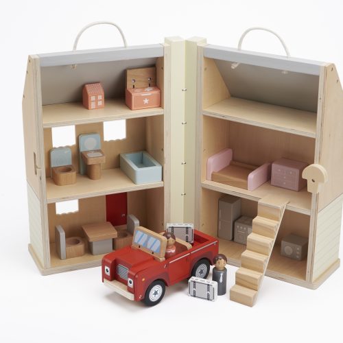 Folding wooden Dolls house with furniture