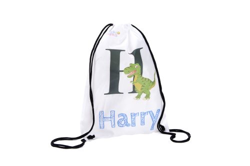 Personalised dino drawstring bag